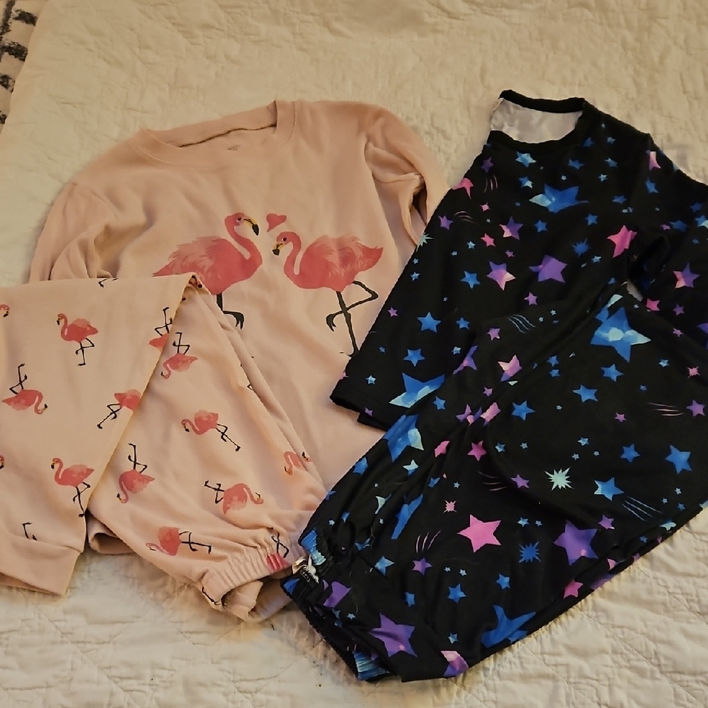 Amazon Kids Pajama Sets - Pink Flamingo and Black Star Patterns